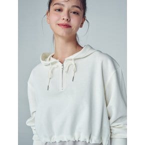 HALF ZIP-UP HOOD TOP&SLEEVELESS DRESS (IVORY)