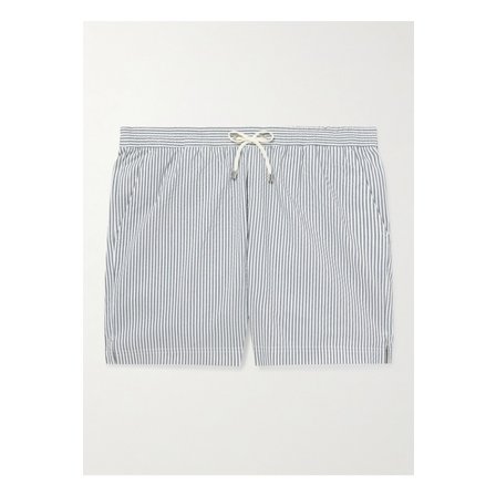 SUNSPEL 선스펠 스트레이트 미드 렝스 스트라이프 씨퀄® 혼방 시어서커 스윔 쇼츠 46376663162853844