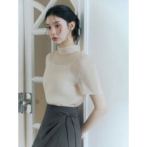 [26 S/S] 잇미샤 하프 슬리브 시어 블라우스 ITQ5ZBL820