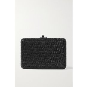 Slim Slide Crystal-embellished Silver-tone Clutch 블랙