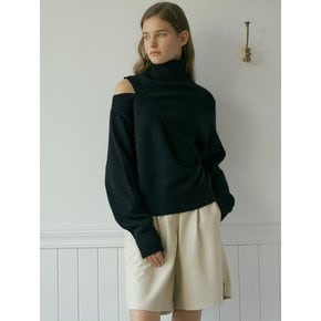 V. cutting pullover knit (black)