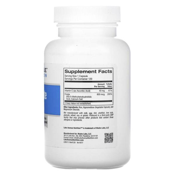 [해외직구] 레이크에비뉴 활성엽산 800mcg 120베지캡슐 Lake Avenue Nutrition Methyl Folate 800 mcg 120 Veggie Capsules