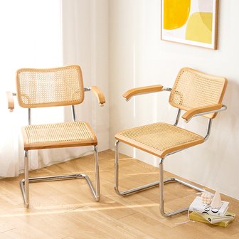 라트 세스카 암체어 라탄 카페 인테리어 디자인 팔걸이 의자