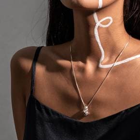 [Cubism] Waves Textured Long Necklace