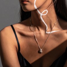 [Cubism] Waves Textured Long Necklace