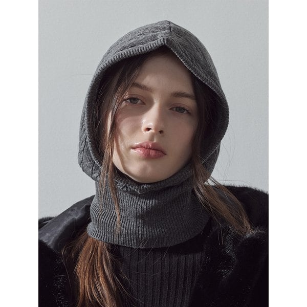 [LDFUA93CH] 니트 케이블 바라클라바 CHARCOAL