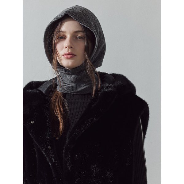 [LDFUA93CH] 니트 케이블 바라클라바 CHARCOAL