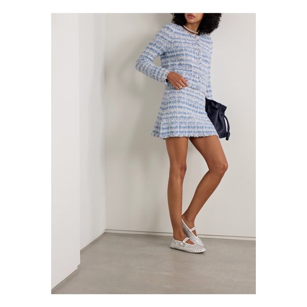 유니세트 체크 메탈릭 트위드 미니 스커트 블루 1647597343718806