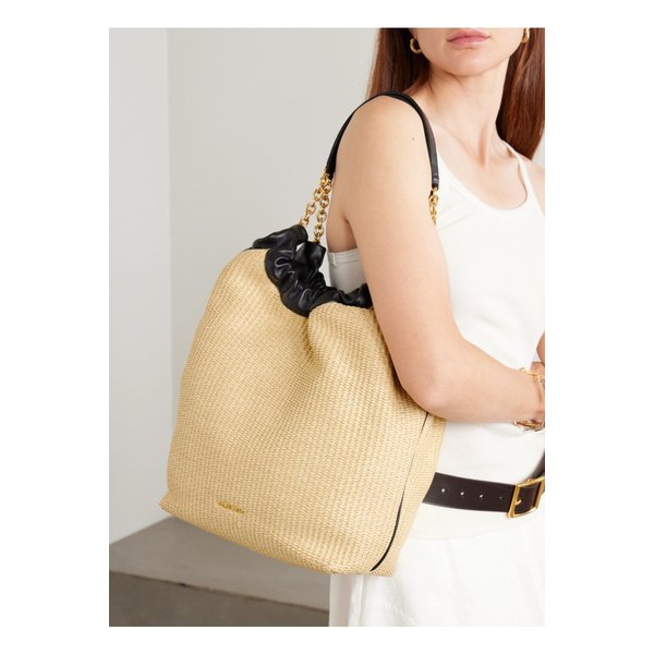 드멜리어 더 마이애미 가죽 트리밍 라피아 토트 베이지 1647597357778888