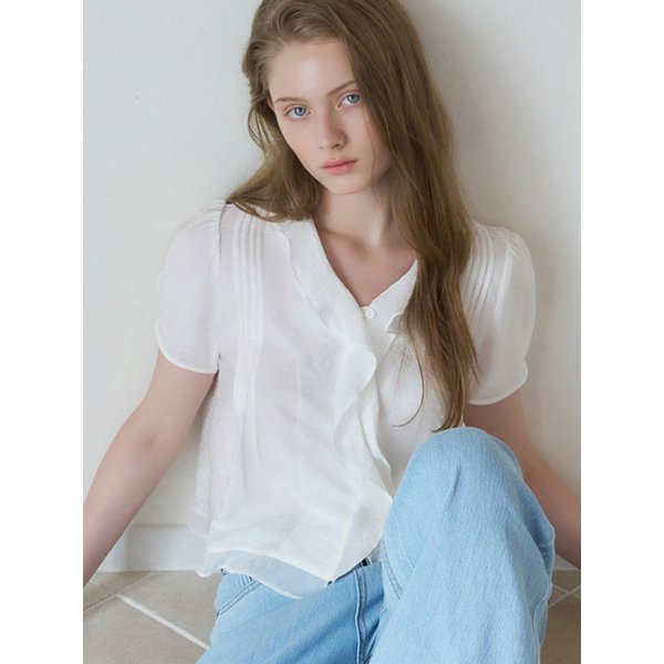 Frill Short Sleeve Blouse_2color