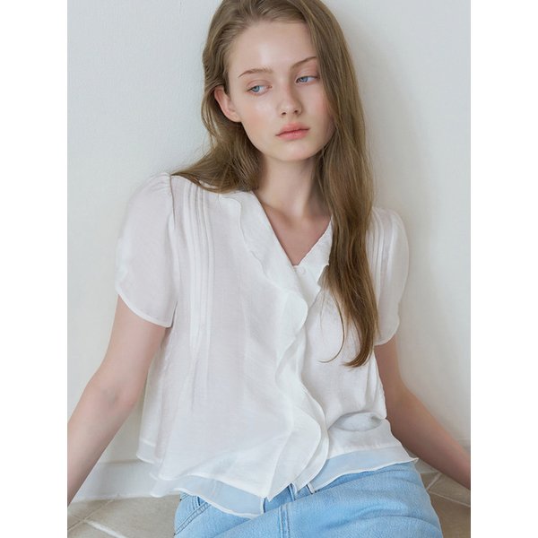 Frill Short Sleeve Blouse_2color