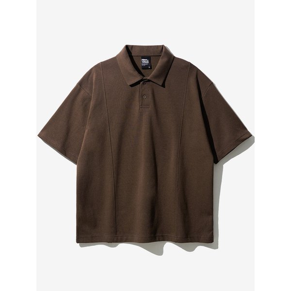 뉴웨이브 더블코튼 핀턱 카라 반팔 브라운 YKST1453