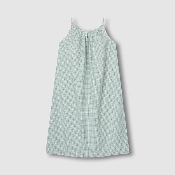 여 코튼 체크 민소매 라운지 원피스 J2062030850CF