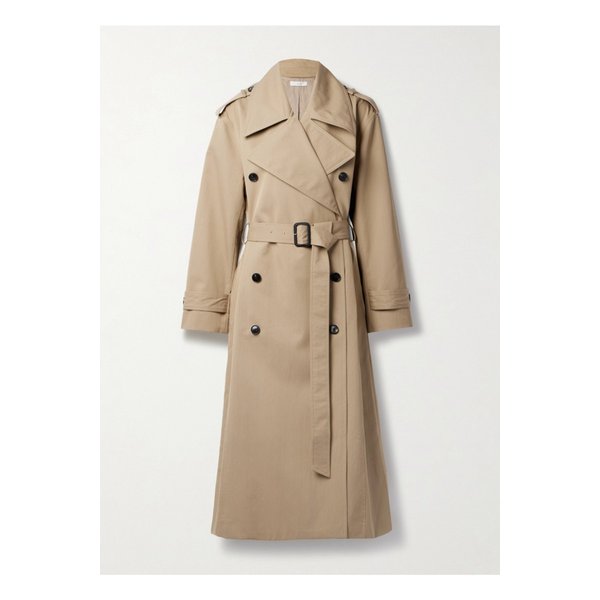CO컬렉션 벨트 더블 브레스트 코튼 혼방 트윌 트렌치 코트 카멜 1647597324593940