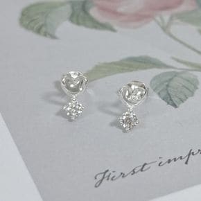 HEART LINE CUBIC SILVER 925 earring 하트라인큐빅 데일리 러블리 실버 귀걸이_P414727747