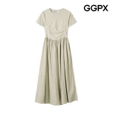 GGPX 셔링 바스락 배색 반팔 원피스 (GP6OP010F)