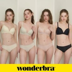 [Wonderbra] 퓨징 볼륨 노와이어 브라팬티 8종세트 크림+올리브그린+베이지+블랙