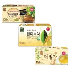 녹차원 현미녹차100T+둥글레차100T+메밀차100T 1.5g 총3박스