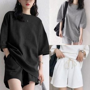 여자데일리 기본디자인 라운드티 반바지세트(MXL) (8764652A)
