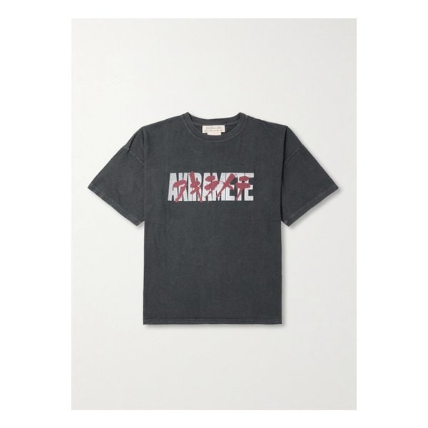 레미 릴리프 아키라메테 프린트 코튼 저지 티셔츠 블랙 46376663162921085