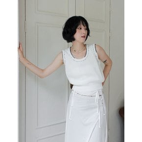 Linen Knit Vest Stitched by Hand_IVORY