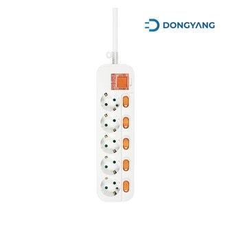  동양전자산업 5구 16A 메인 개별스위치 멀티탭 화이트 DYM-NSG5C/SC-015 (1.5m)