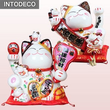 Manekineko 행운을 부르는 일본 복고양이 마네키네코 대형 2종