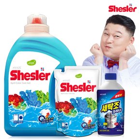 강호동의 쉬슬러 액상 세제 에이프릴 3.05L 1개+세제리필 500ml 1개+세탁조 클리너 400ml 1개.