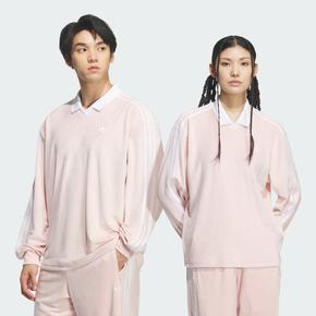 오리지널 벨루어 벨벳 폴로 롱 슬리브 긴팔 티셔츠 샌디 핑크 KQ5487