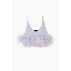 Poppy feather-trimmed crepe camisole 퍼플 1647597346315184