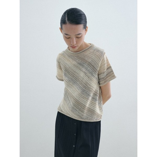 TAPE YARN BIAS KNIT / 2 COLOR