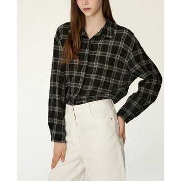DKNY 체크 오버사이즈 셔츠 (DW2F3WBL415L)
