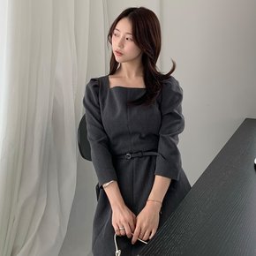 [26 F/W] 스퀘어넥 벨티드 플레어 원피스 ITQ9ZOP960
