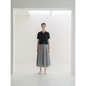 TEXTURED PLEATS SKIRT_SEPIA