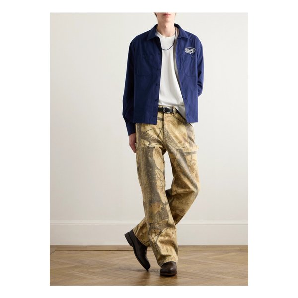 체리 로스앤젤레스 로고 자수 코튼 포플린 셔츠 블루 1647597347914306