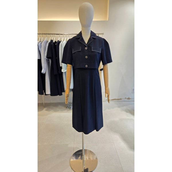 [여주점] [JJ 지고트] 여성 스티치 오픈 칼라 A라인 원피스 GP5A0OP541