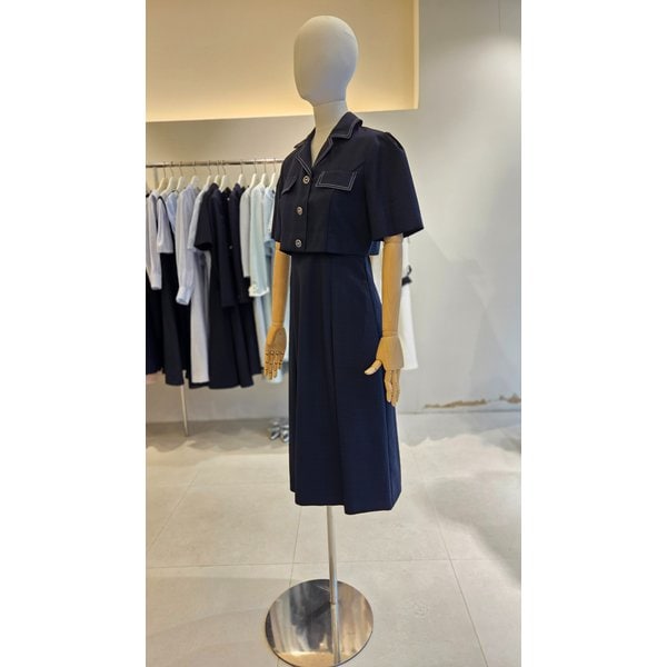 [여주점] [JJ 지고트] 여성 스티치 오픈 칼라 A라인 원피스 GP5A0OP541