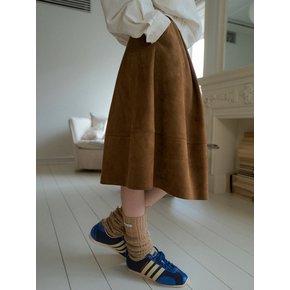 VOLUME SUEDE SKIRT_CAMEL