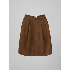 VOLUME SUEDE SKIRT_CAMEL