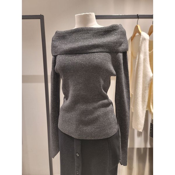 [여주점] 울 블렌드 메탈사 오프숄더 니트(SAKP60461)