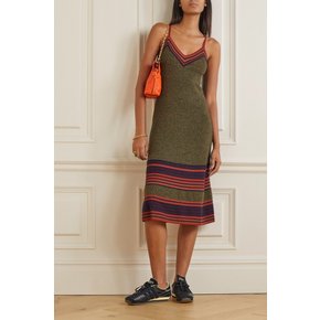 Fusion striped wool-blend dress 그린 1647597347002794