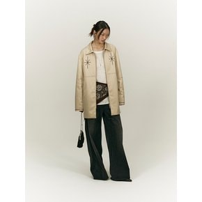 BOHEMIAN STITCH HALF COAT PADDING [BEIGE]