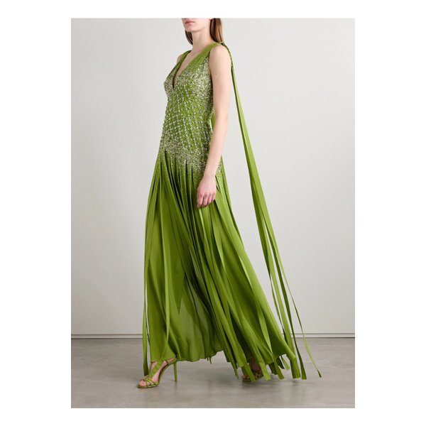 조르쥬 호베이카 장식 프린지 조젯 가운 그린 1647597336548062