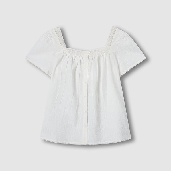 여 시어서커 셔링 반팔 파자마 셔츠 J206201077001