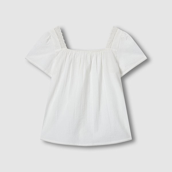 여 시어서커 셔링 반팔 파자마 셔츠 J206201077001