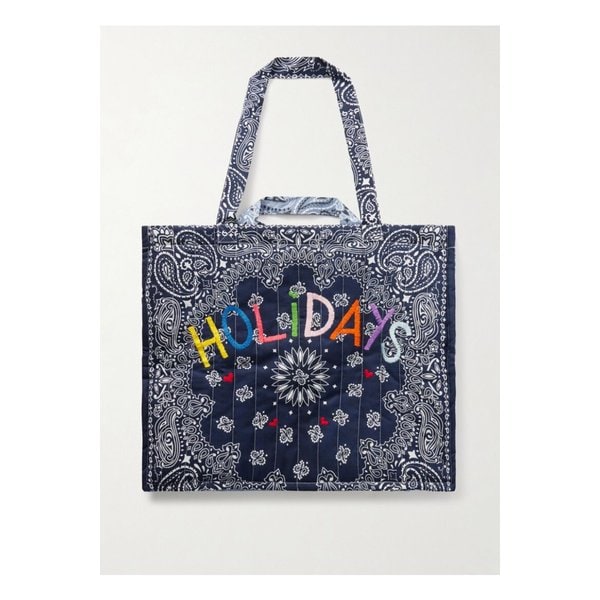 콜잇바이유어네임 카바스 맥시 자수 퀼팅 프린트 코튼 토트 백 네이비 46376663162856872