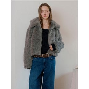 Fake Fur Long Hair Jacket_Grey