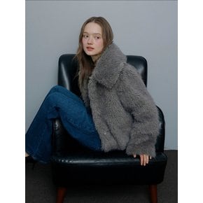 Fake Fur Long Hair Jacket_Grey