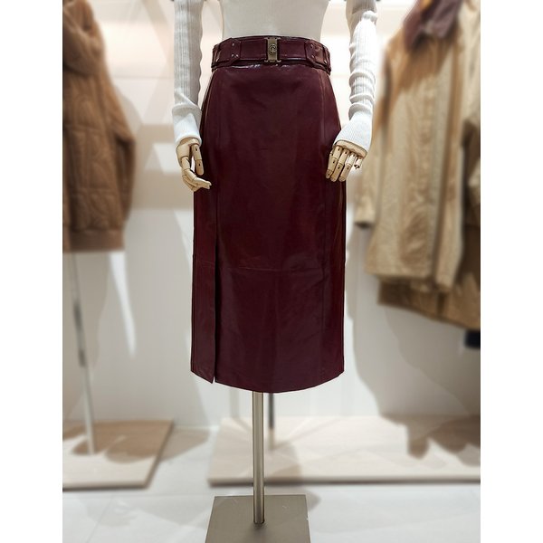 [부산점] 페이크 레더 벨티드 슬릿 스커트 CRAA0SK371