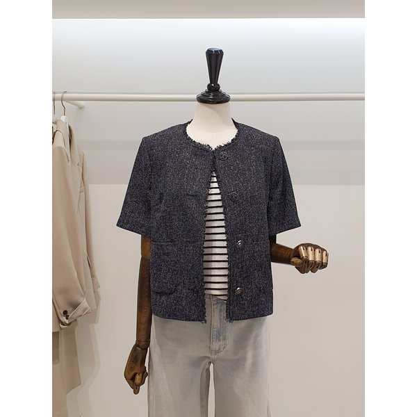 [파주점] 쥬크 주크 노카라 프린지 트위드 자켓​ V262MSF944